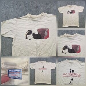 Vintage Edo Conference Indiana University T Shirt Mens Medium White Ukiyo-e 1995